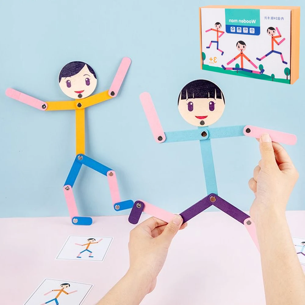 Board Game Word - Sportowy drewniany mężczyzna materiał DIY Puzzle
